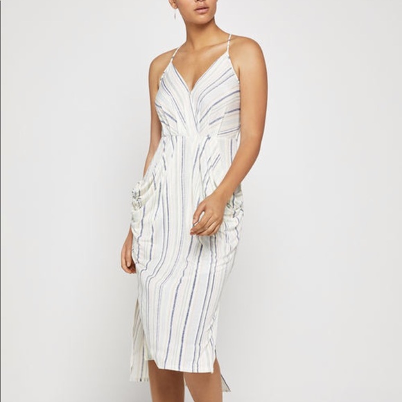 BCBGeneration Dresses & Skirts - BCBGeneration Striped Faux-Wrap Midi Dress XSmall